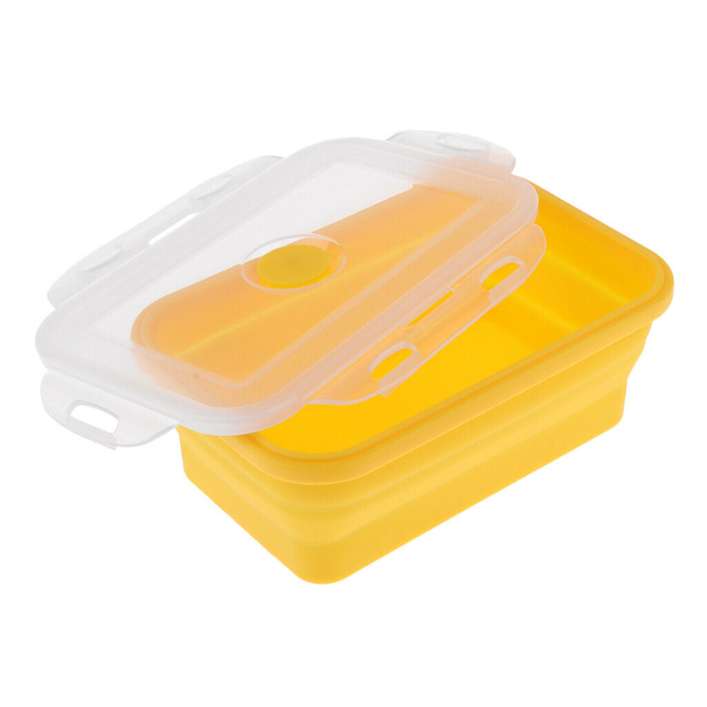 2 Pieces 1200ML Foldable Silicone Lunch Bento Box, Portable Food Storage Outdoor