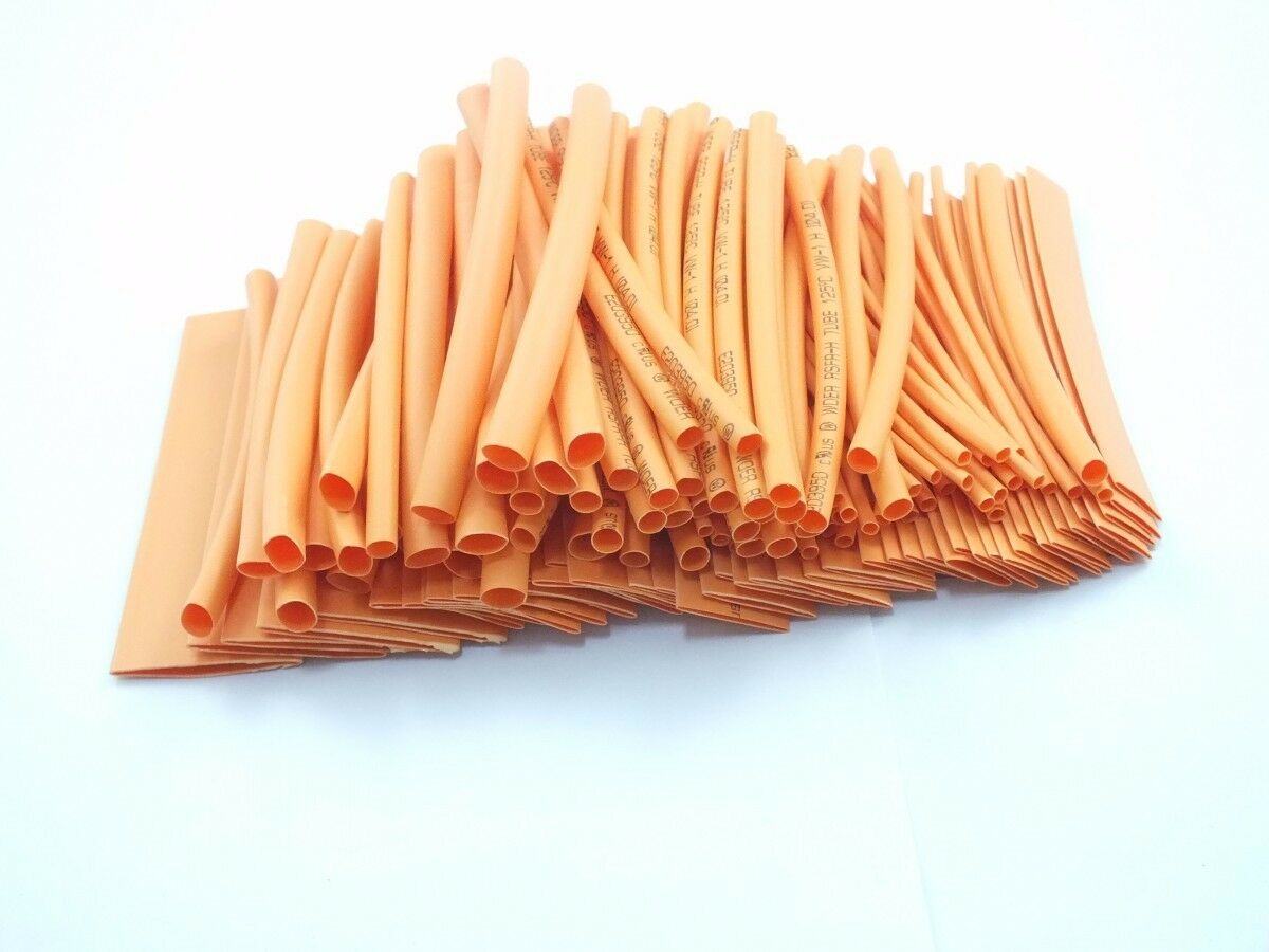 135PCS Pro-kit 4" shrinkable ratio 2:1 Heat Shrink Tubing Sleeve 7 Sizes Orange