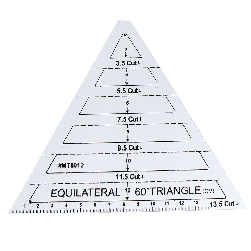 Acrylic 13.5Cut 60 Degree Equilateral Triangle Ruler for DIY Sewing Quilting