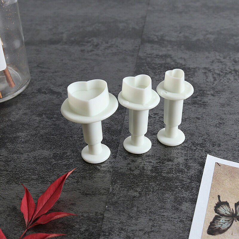 3Pc Heart Fondant Plunger Set Valentines Love Sugar Craft Cake Decorating.l8