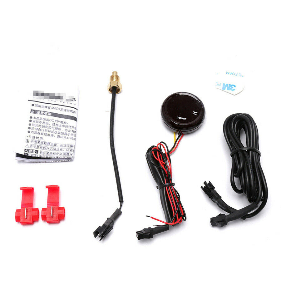 Water Temp Thermometer Motorcycle Digital Gauge Meter Red LED Display DC 12V