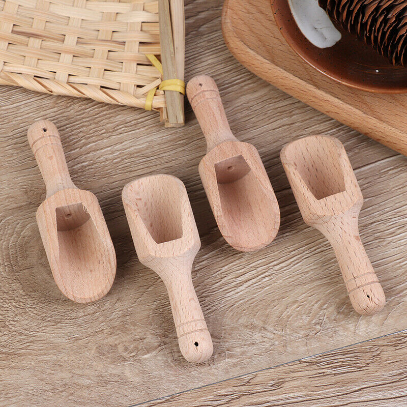 4pcs Wooden Coffee Tea Scoops Mini Candy Bath Salt Spices Flavors Spoo.l8