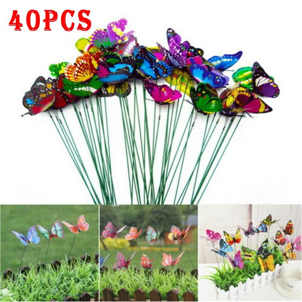 40x Lawn Ornaments Fairy Garden Luminous Butterfly Outdoor Yard Decors AU
