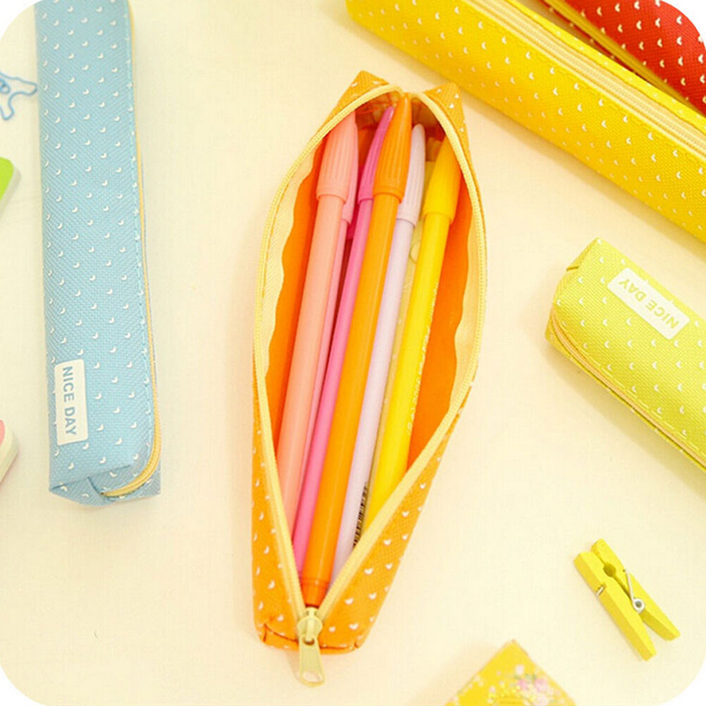 Candy Color Pencil Case Dot  Pen Bag Stationery Pouch Office School SuppliesBDA