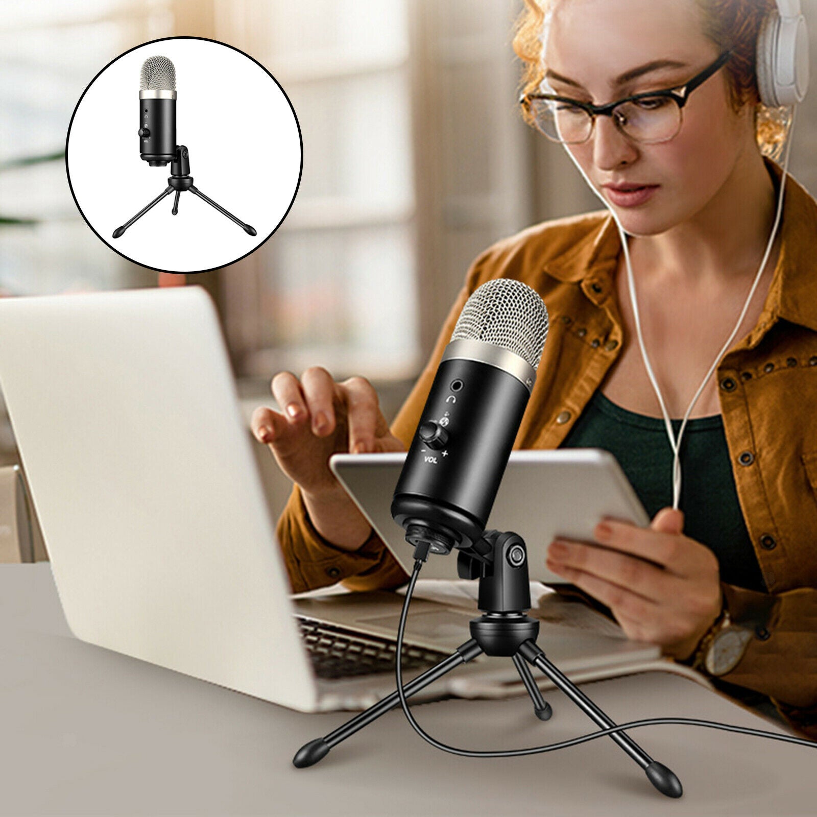 USB Cardioid Computer Microphone Compatible for Laptop Gaming Streaming Mic