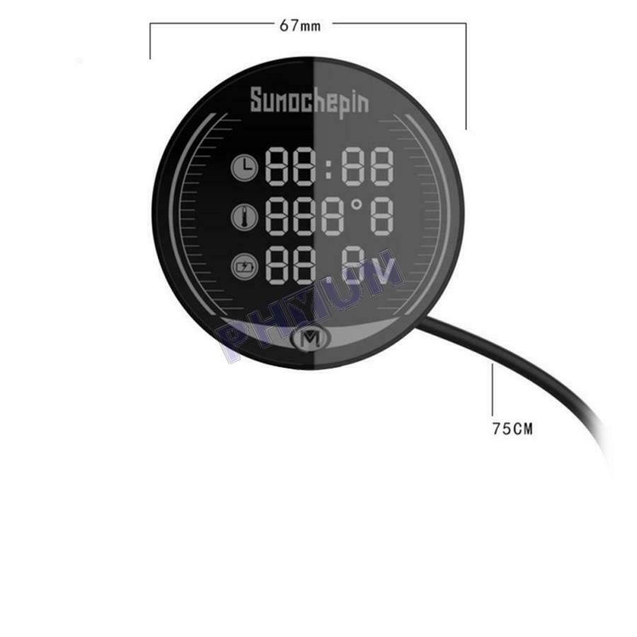 5 in 1 Motorcycle Scooter Voltmeter Thermometer Clock USB Charger Universal