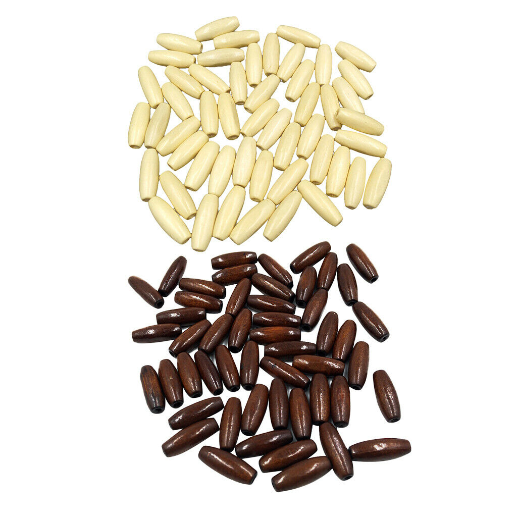 100pcs Brown and Beige Oval Wooden Boho Style Beads Jewellery Findings 23mm