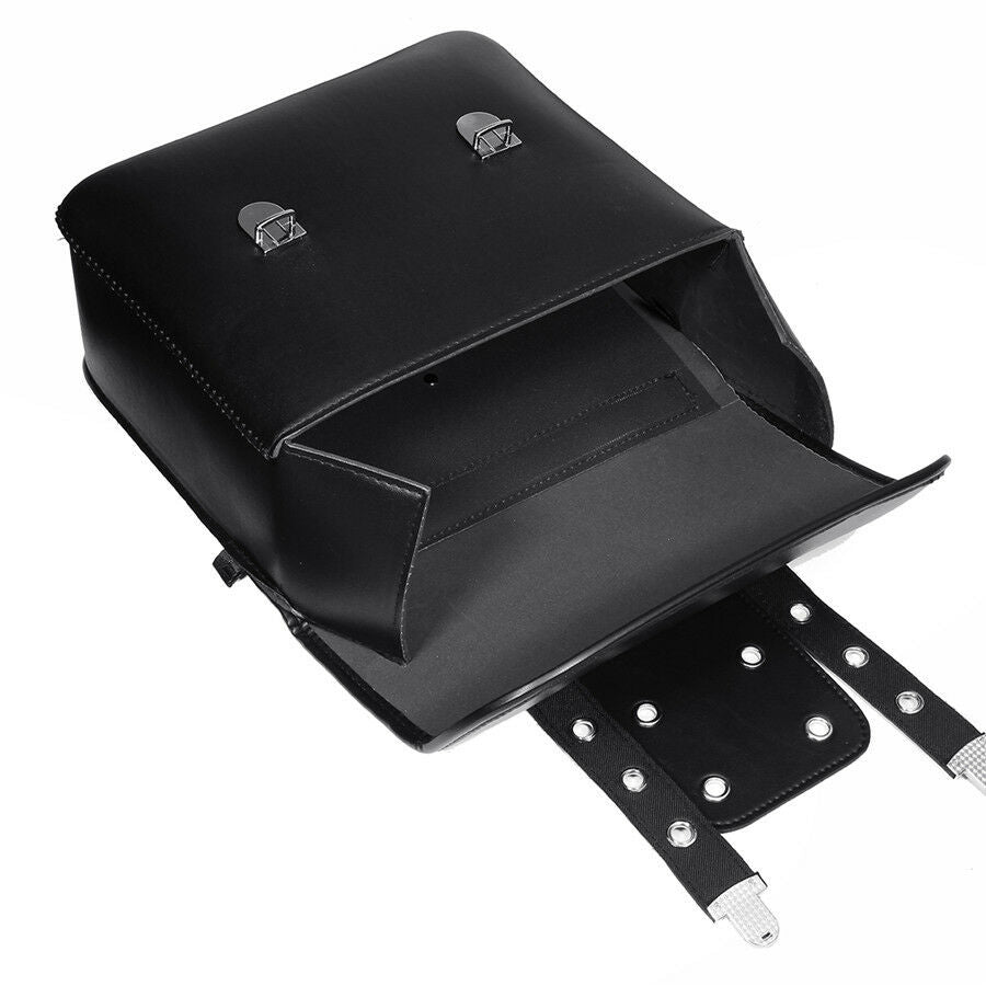 2 Pc PU Leather Black Weatherproof Motorbike Saddle Bag Hard Appearance Modeling