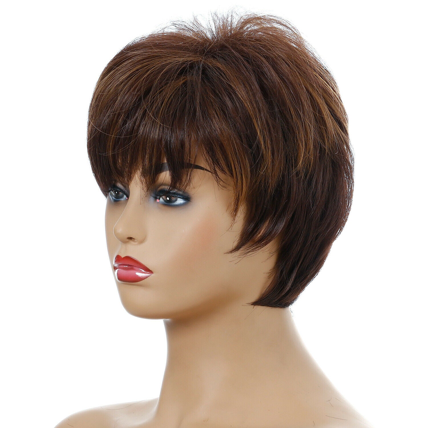 Wigs Short Boy Cut Synthetic Capless Women's Straight Fashion Highlights