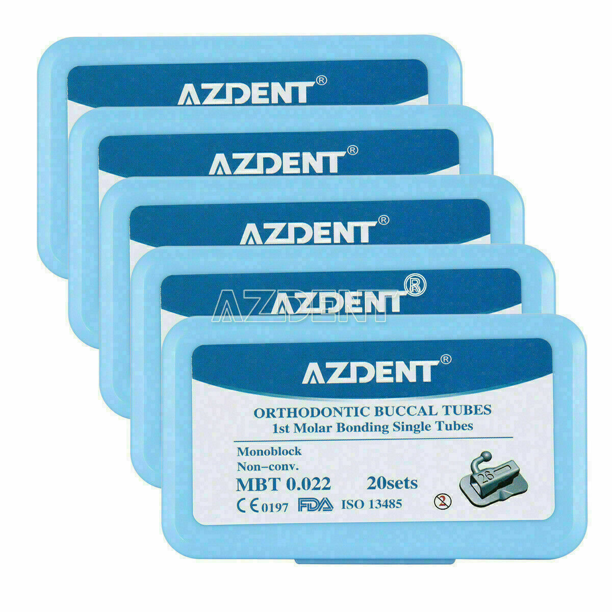 5Packs 1st Molar Bondable Monoblock Non-Convertible MBT.022 Buccal Tube AZDENT