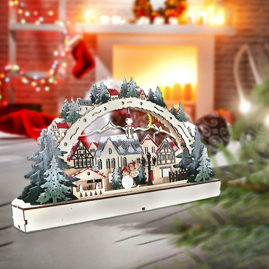 Mini Christmas LED Bridge Light and Music Village Farmhouse Xmas Table Decor
