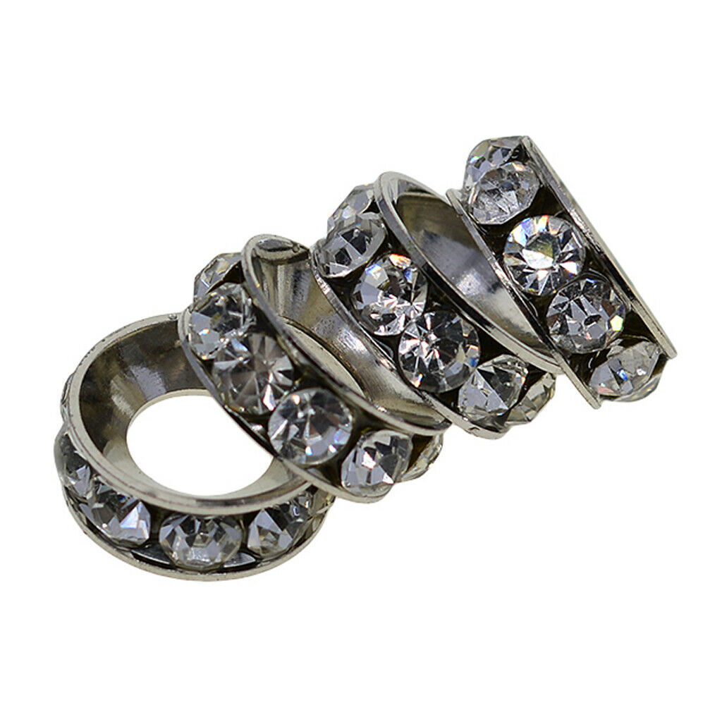 20Pcs Plated Alloy Rhinestone Stopper Rings Spacer Beads for Jewelry Making