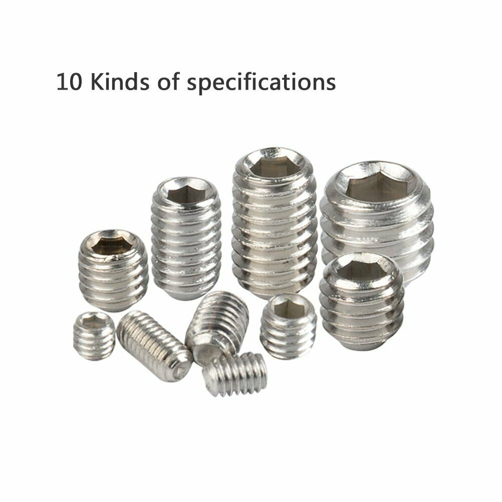 200 Pieces M3 M4 M5 M6 M8 Screw Set Hex Socket Set Screws Assortment Kit  Metric