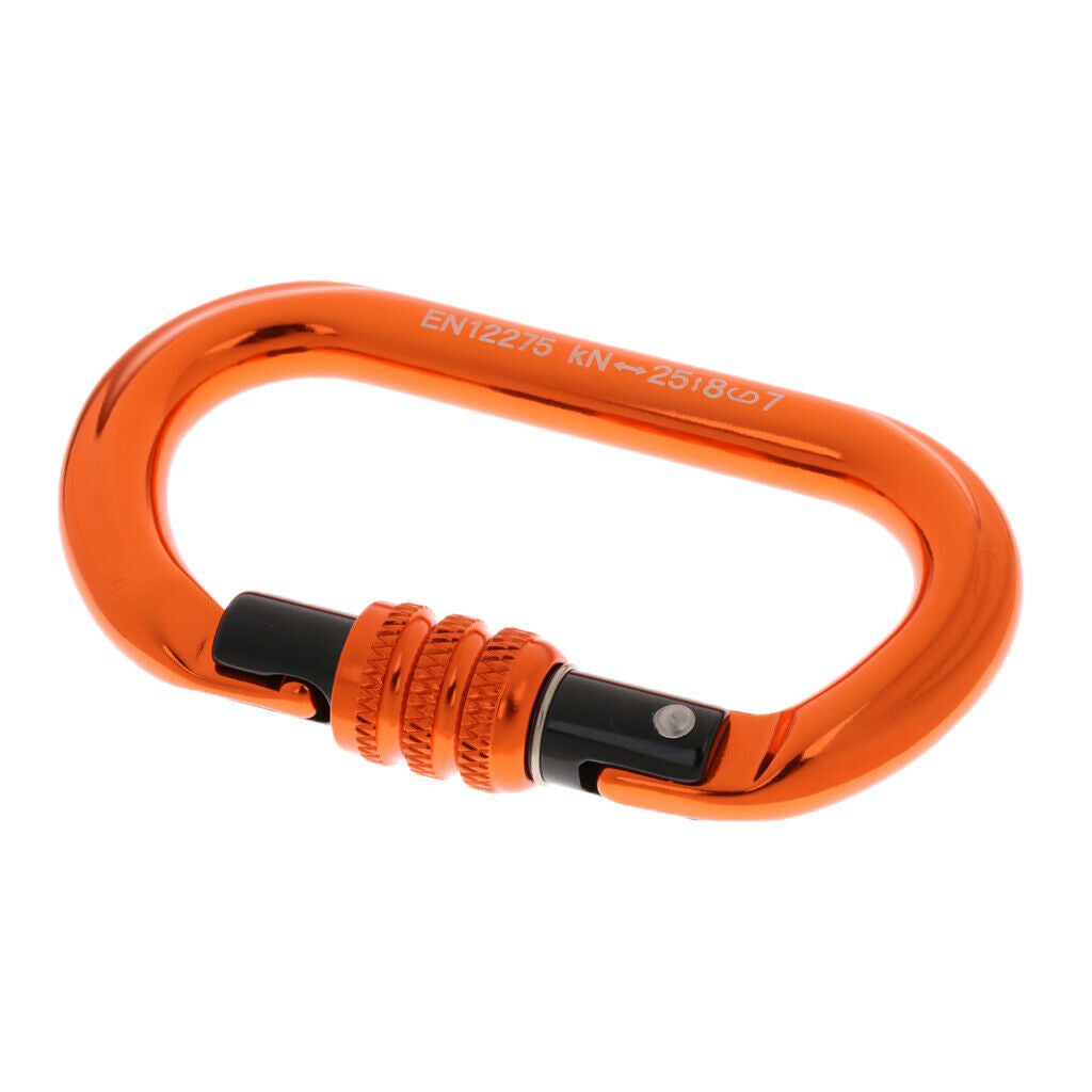 2pcs 25KN Aluminum Climbing Carabiner Screwlock O-shaped Buckle