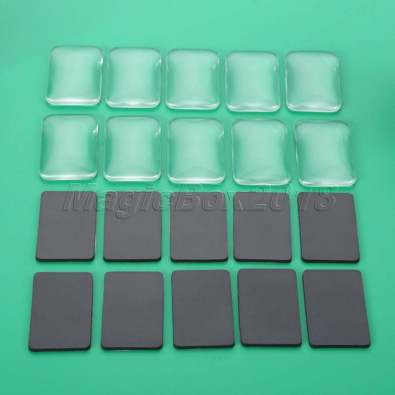 10 Sets Rectangle Shape Glass Cabochon & Fridge Magnetic Stickers Birthday Gift
