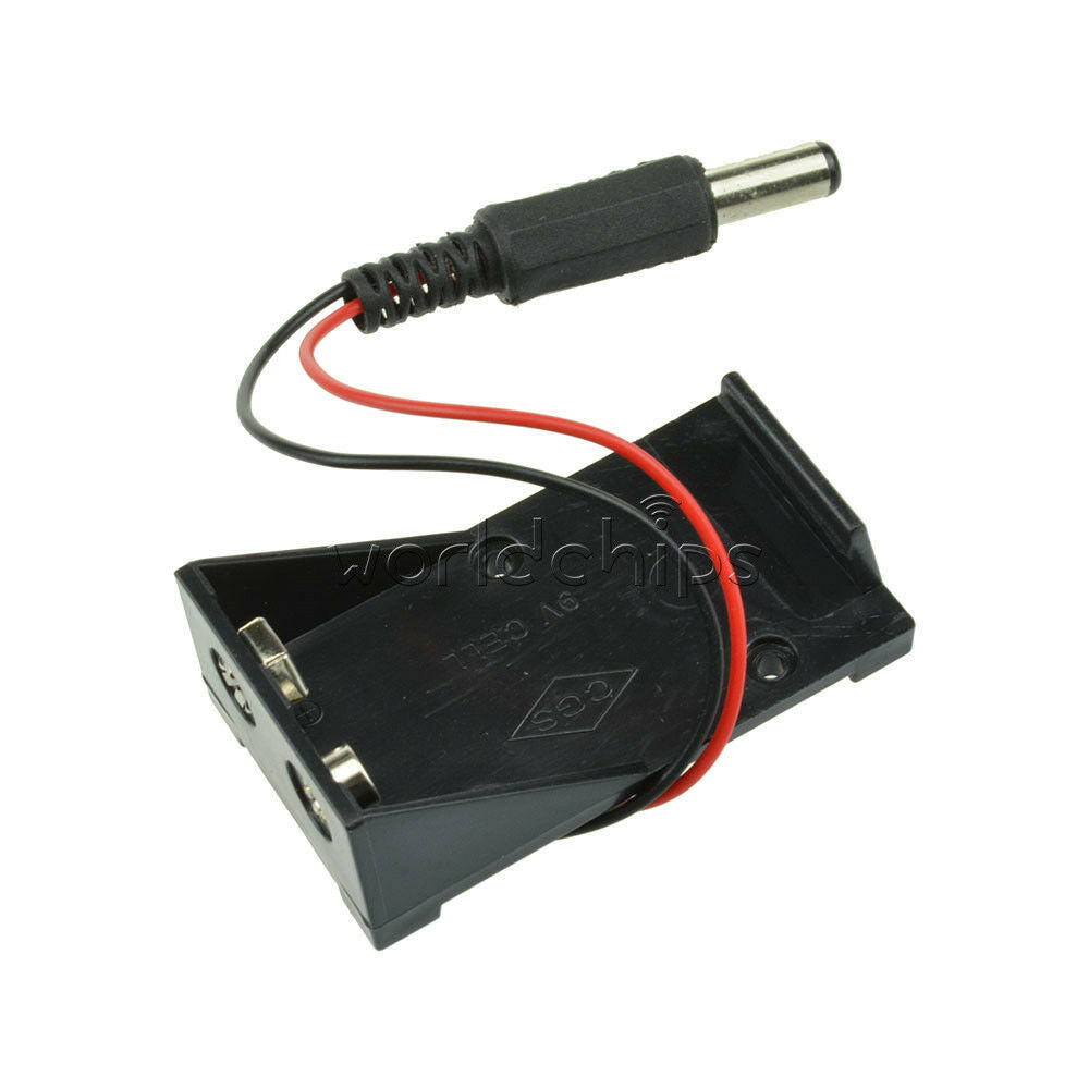 2PCS 9V Battery Holder Box Case Wire with Plug 5.5*2.1mm for Arduino UNO R3