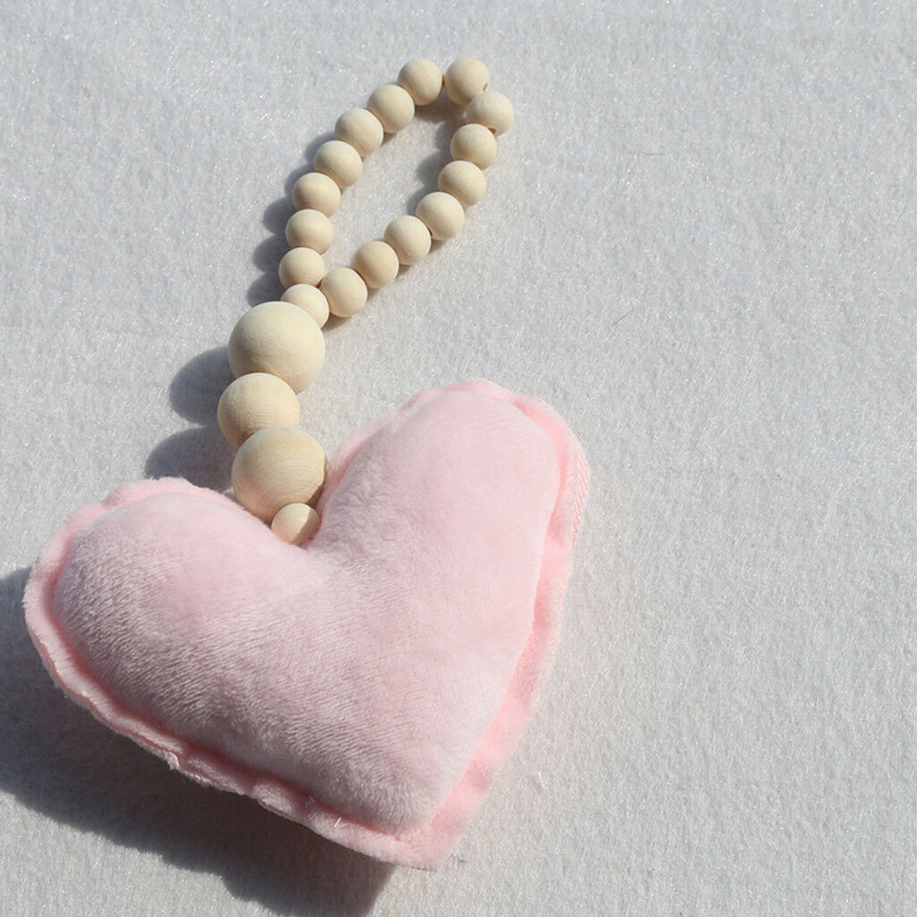Beaded Pink Heart Pendant Wall Hanging Ornament for Kids Bedroom Decoration