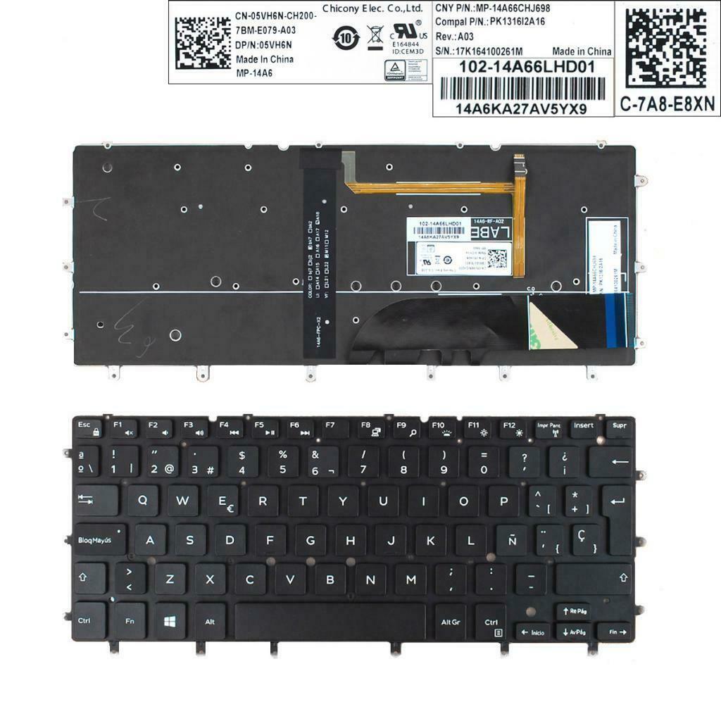 Laptop Keyboard Spanish SP Layout W/ Backlit For  XPS