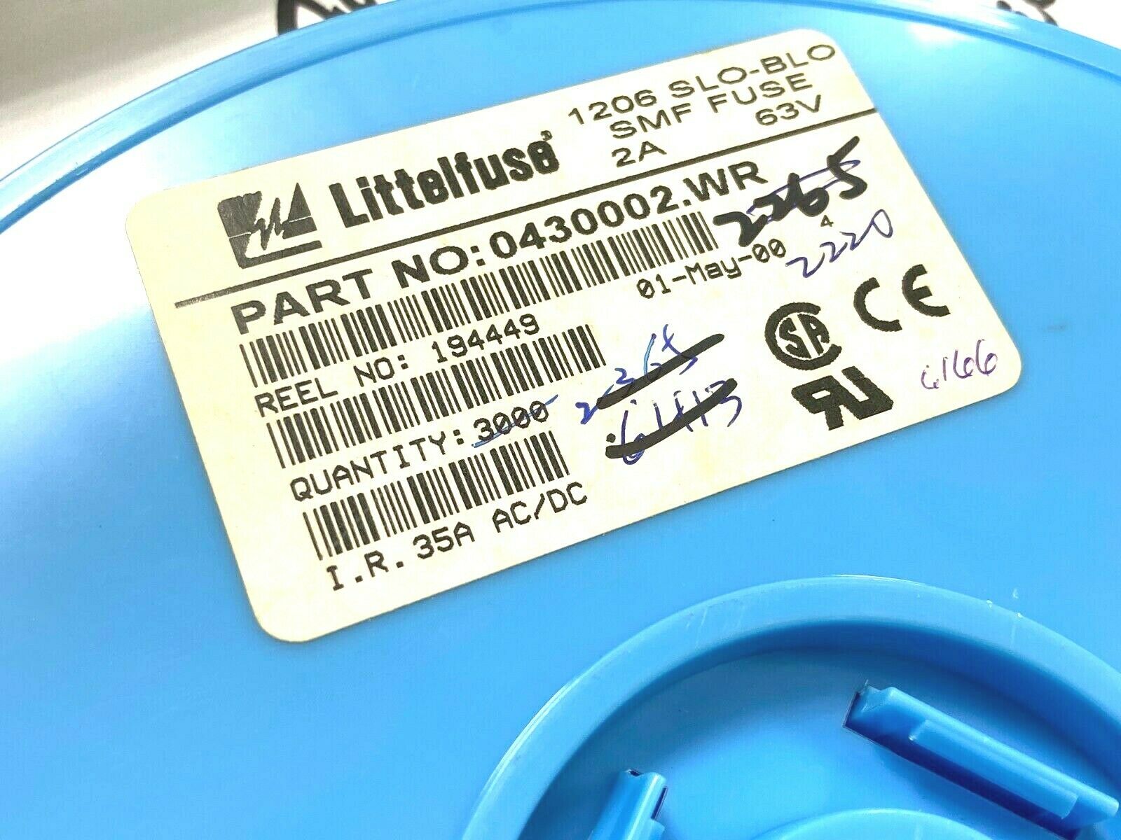 50pcs - LITTELFUSE / LF 2A 63V 1206 SLO-BLO SMF FUSE 0430002.WR