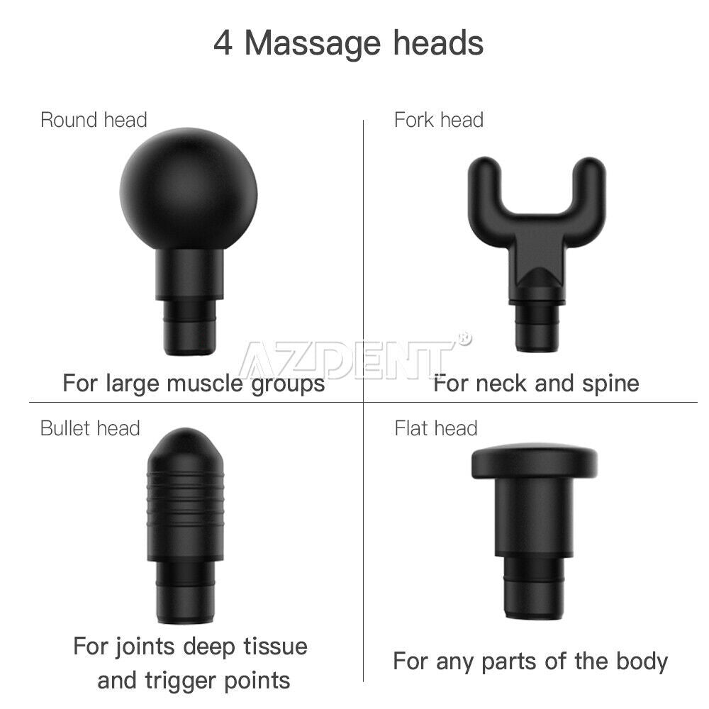 Upgrade 30 Speeds Electric Massage Gun Muscle Therapy Guns Tools 4 Tips Black
