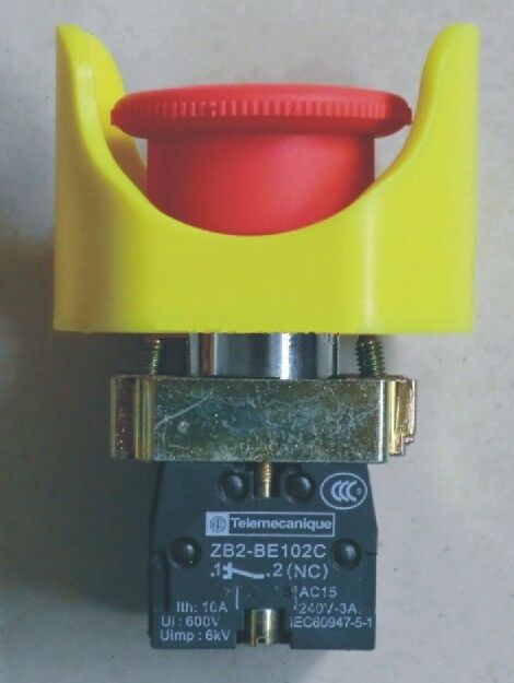 (2)Yellow 22mm Mounting Size Emergency Push Button Switch Protective Cover FJ-15