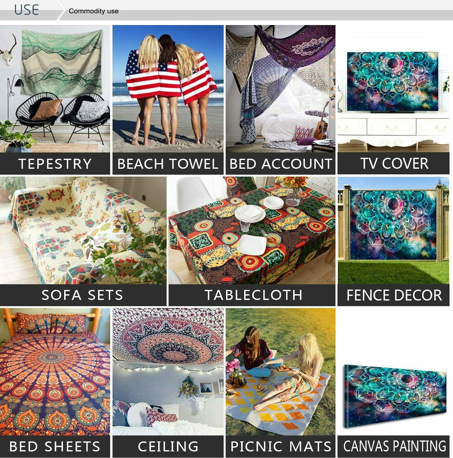 Trippy Tapestry, Mushroom Art Floral Fantasy Mountain Tapestry for Room 4.5x1.6m