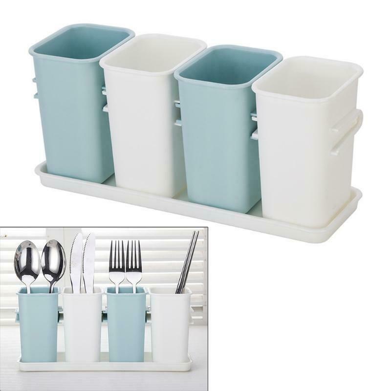 Kitchen Plastic Utensil Holder Flatware Silverware Cutlery Caddy Organizer Rack