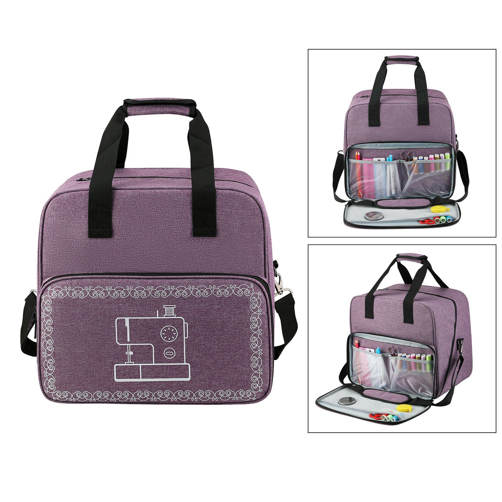 Carry Case Sewing Machine Bag with Pocket Padded Storage Handbag Portable Purple