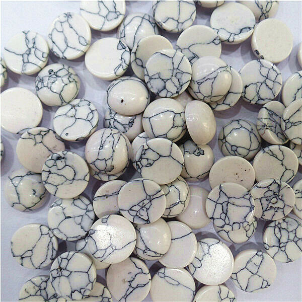 100Pcs 12mm Wholesale White Turquoise Round Cab Cabochon Accessories HH7077