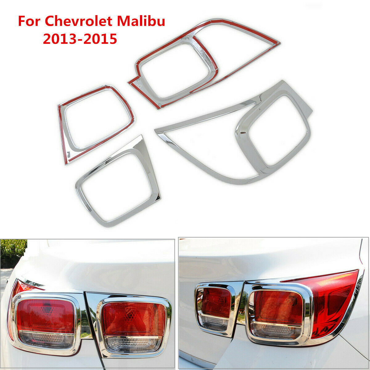 For Chevrolet Malibu 2013-2015 Rear Tail Light Cover ABS Chrome Frame Trim Cover