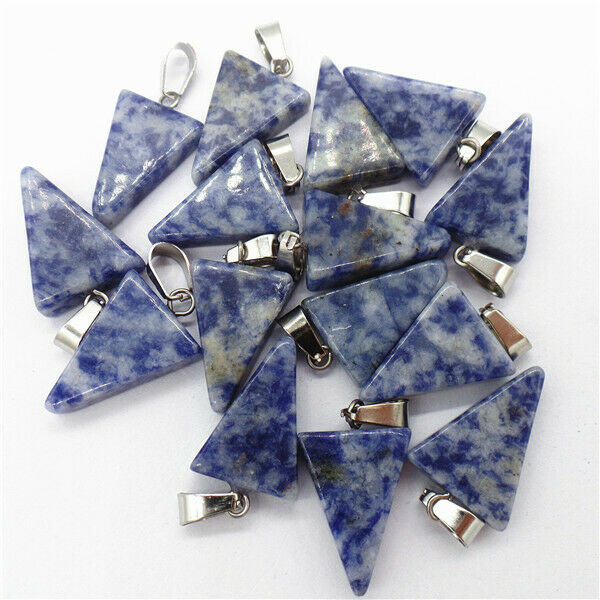 100Pcs 20x15x6mm Wholesale Natural Blue Sodalite Triangle Pendant Bead HH8229