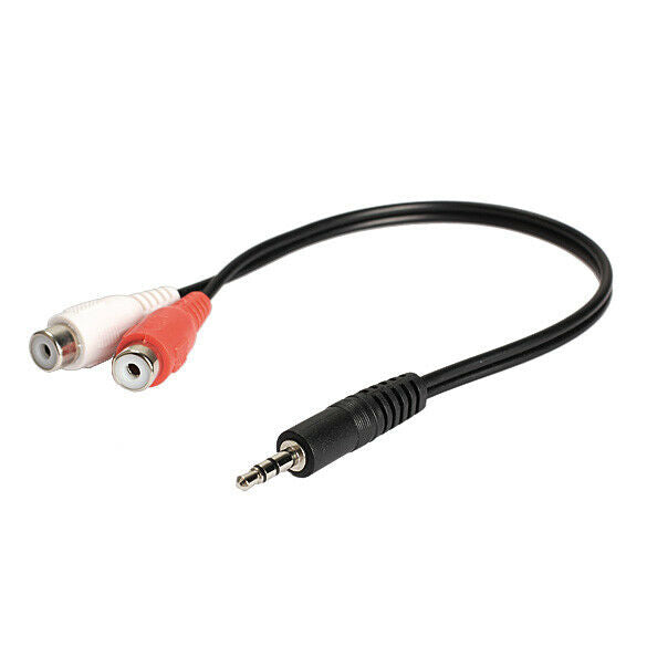 3.5mm Male to 2 RCA Female Jack Stereo Audio Cable Converter Adapter DC3 @