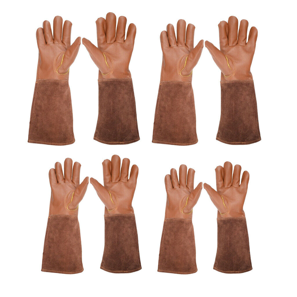 Pairs of 2 Rose Pruning Gloves Leather Gardening Gloves Work for Men S+M