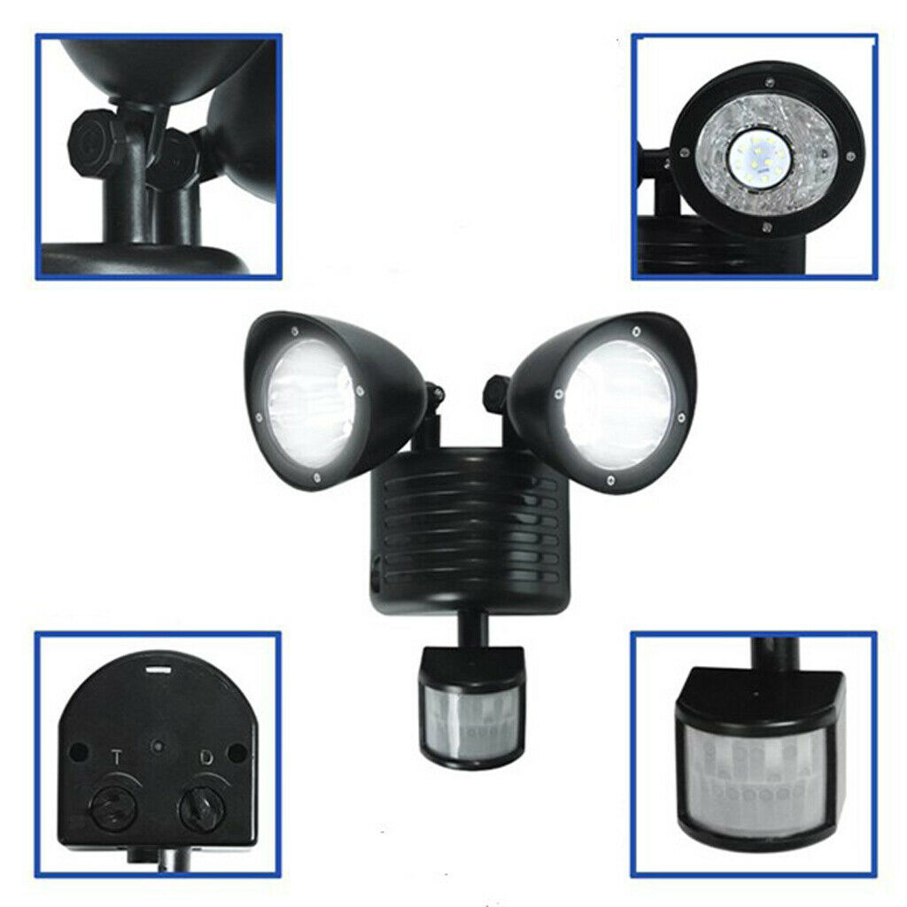 Detector Solar Spot Light Motion Sensor Outdoor 22 LED Floodlight Black