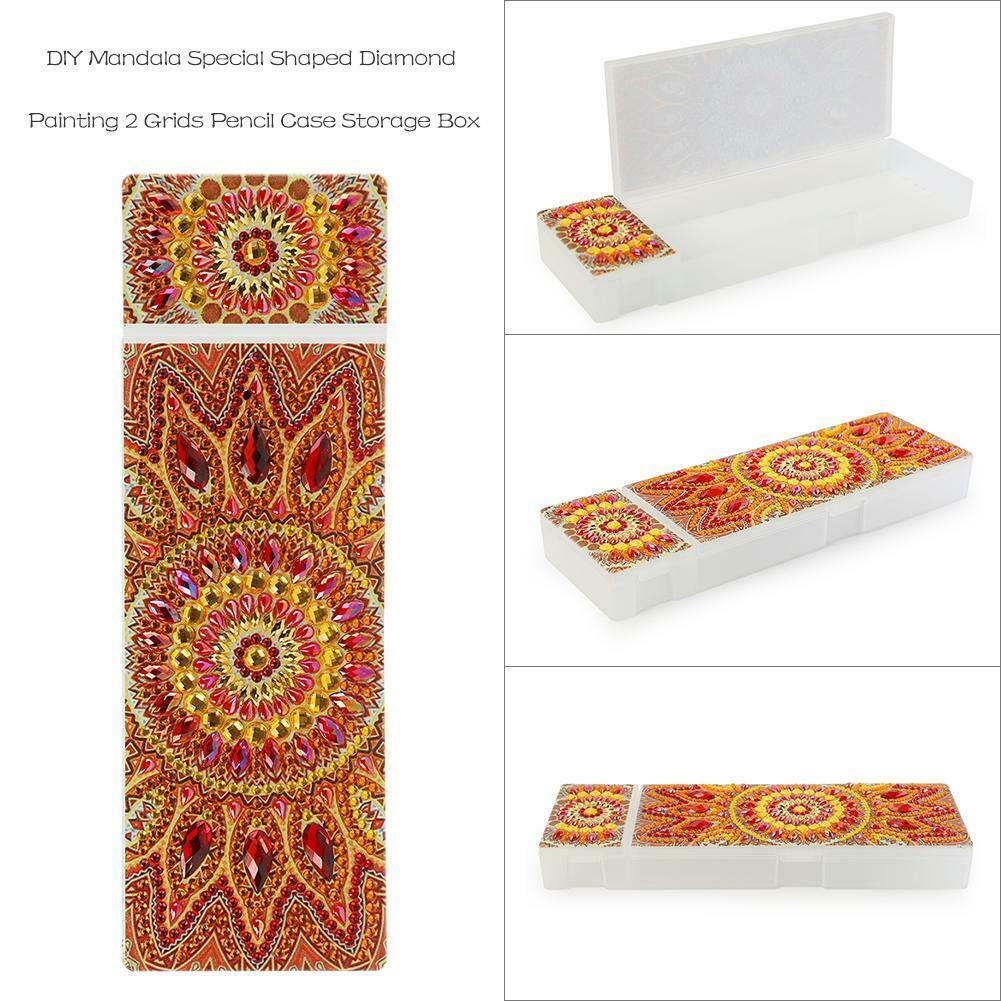 DIY Mandala Special Shaped Diamond Painting Students Pencil Storage Case @