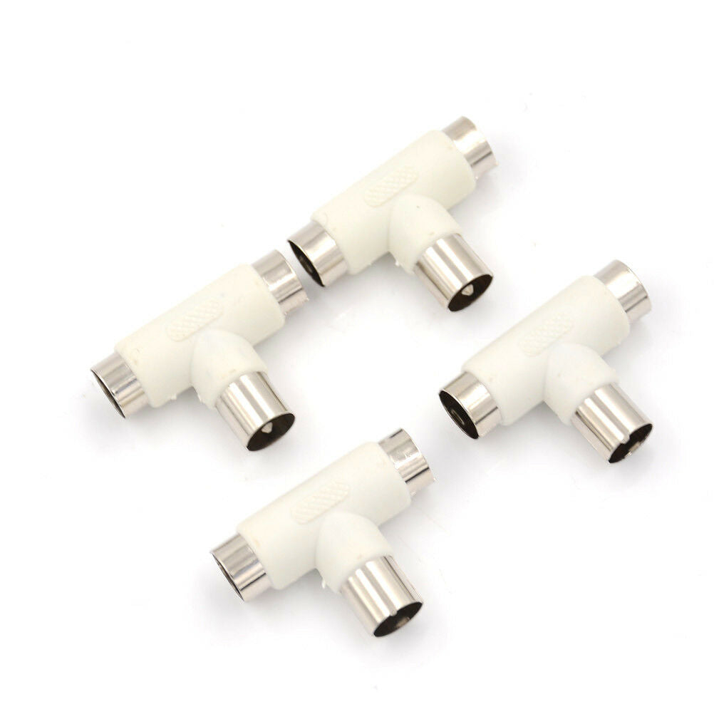 4x Coax Coaxial Antenna Y Splitter Adapter Aerial to TV Converter Plu.l8