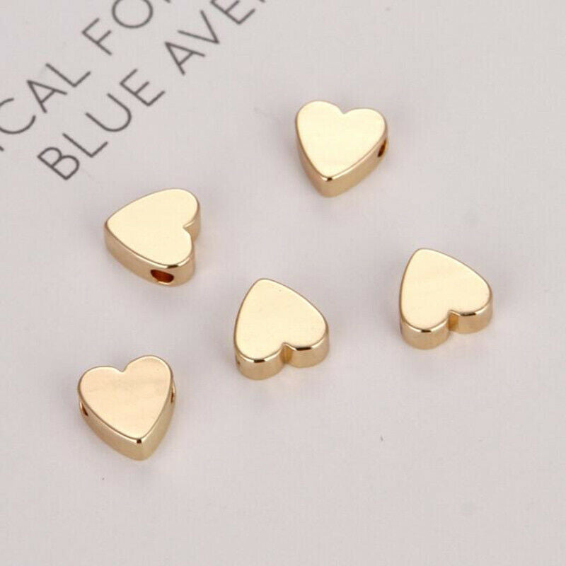 70 Pcs Golden Peach Heart-Shaped Spacer Beads Loose Bead DIY Necklace Bra.l8