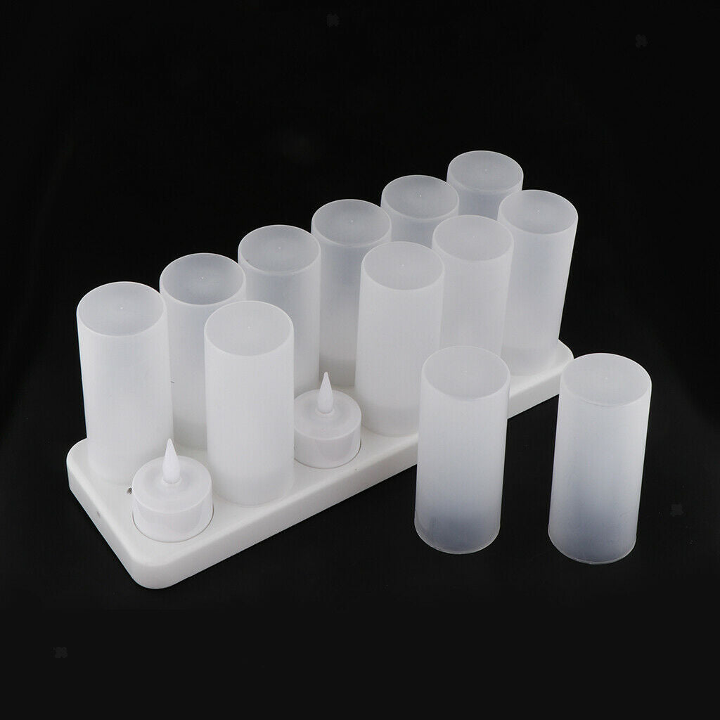 12pcs Rechargeable LED Electronic Candle Light Flameless Flickering Candles