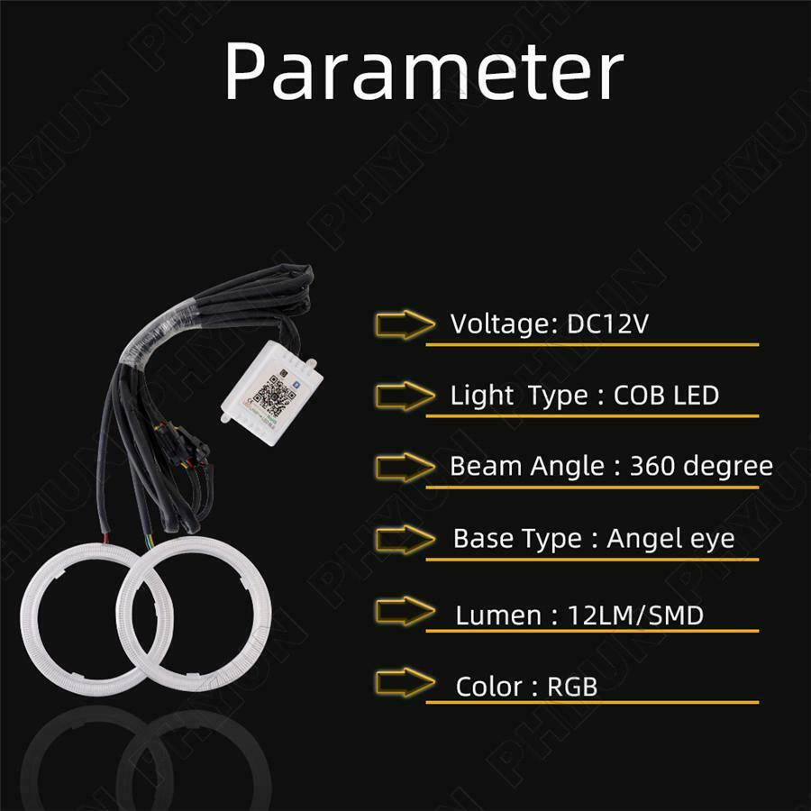 2Pcs 80mm RGB Car Motorcycle Angel Eyes Headlight Halo Rings Decorative Lights
