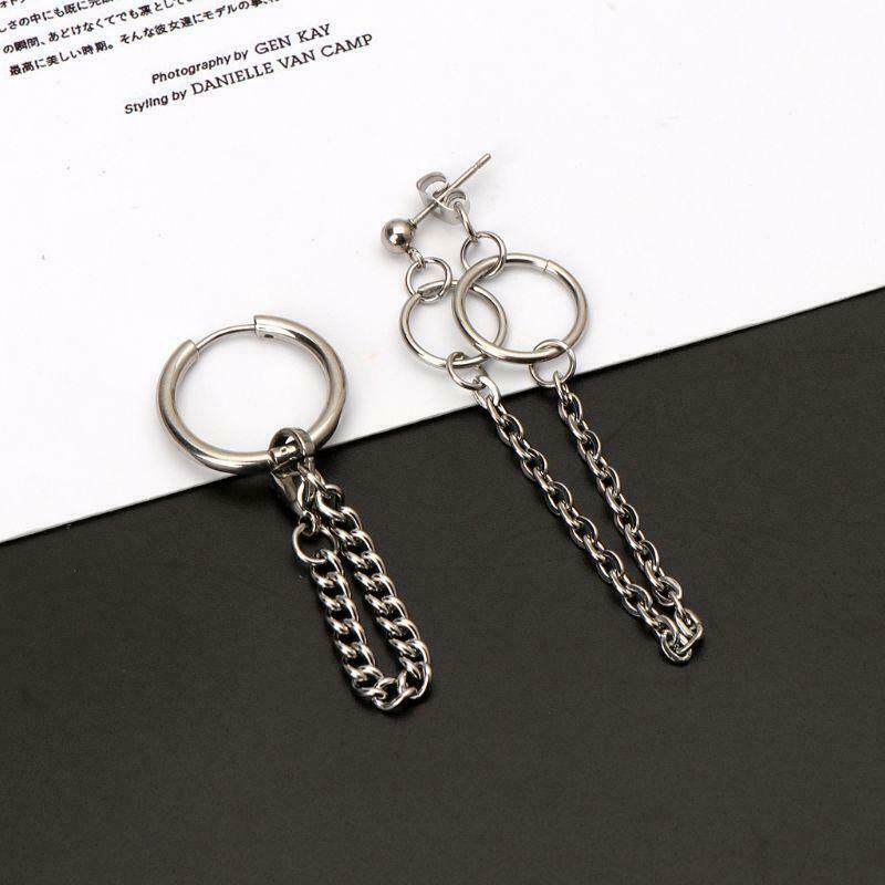 Tassel Chain Earrings KPOP Boy Earrings Male Korean Stainless Steel Punk Earring