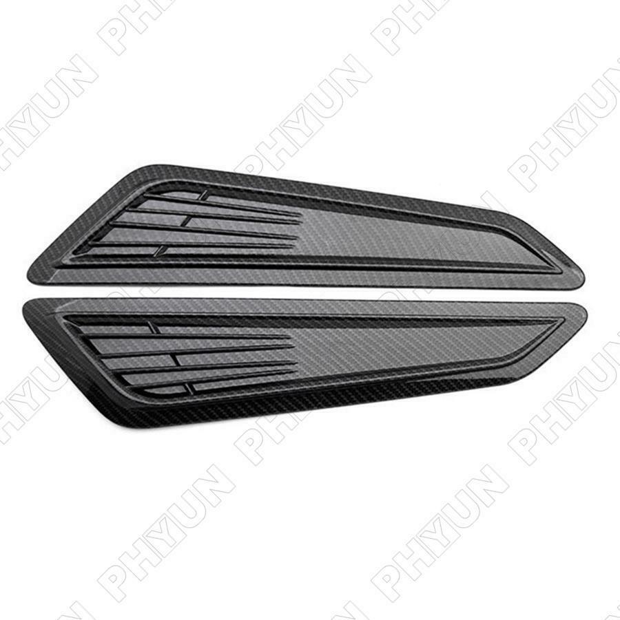 2x Carbon Fiber Look Car Hood Vent Cover Air Flow Intake Cooling Panel Trim