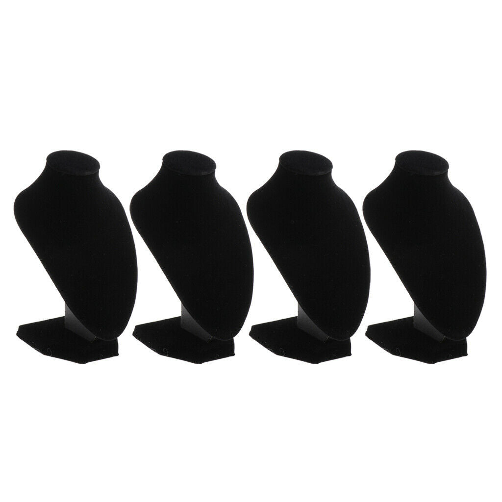 4 Packs Black Velvet Necklace Female Bust Display Pendant Jewelry Stands