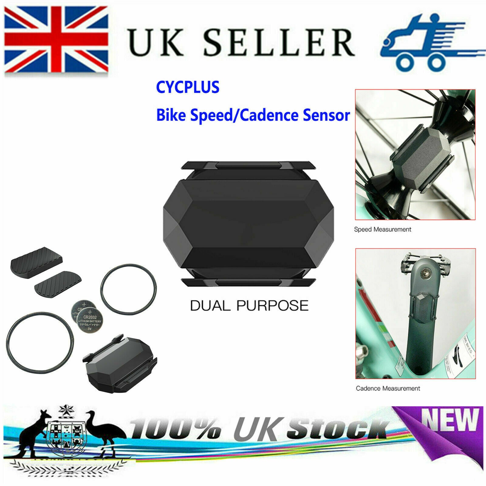 Bike Speed/Cadence Sensor 2-in-1 Sensor Wireless ANT+ BT Bike Speedometer UK TH