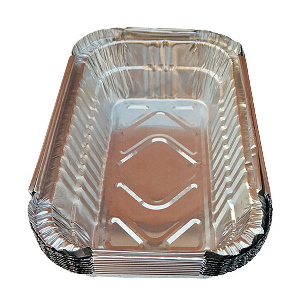 10-pack Aluminum Foil Grill Drip Pans BBQ Grease Trays for BBQ Baking 700ml