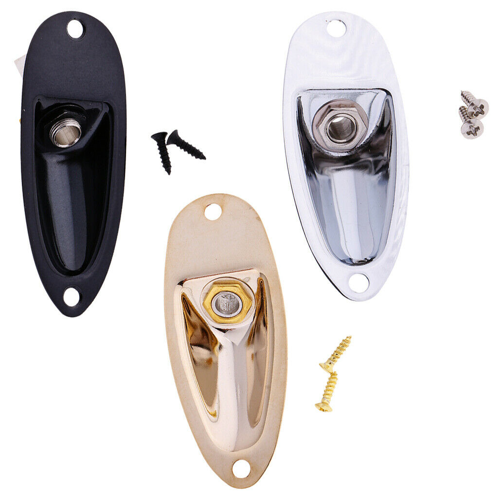 3pcs Boat Shape Output Jack Socket Plate with Screws for  ST Guitar