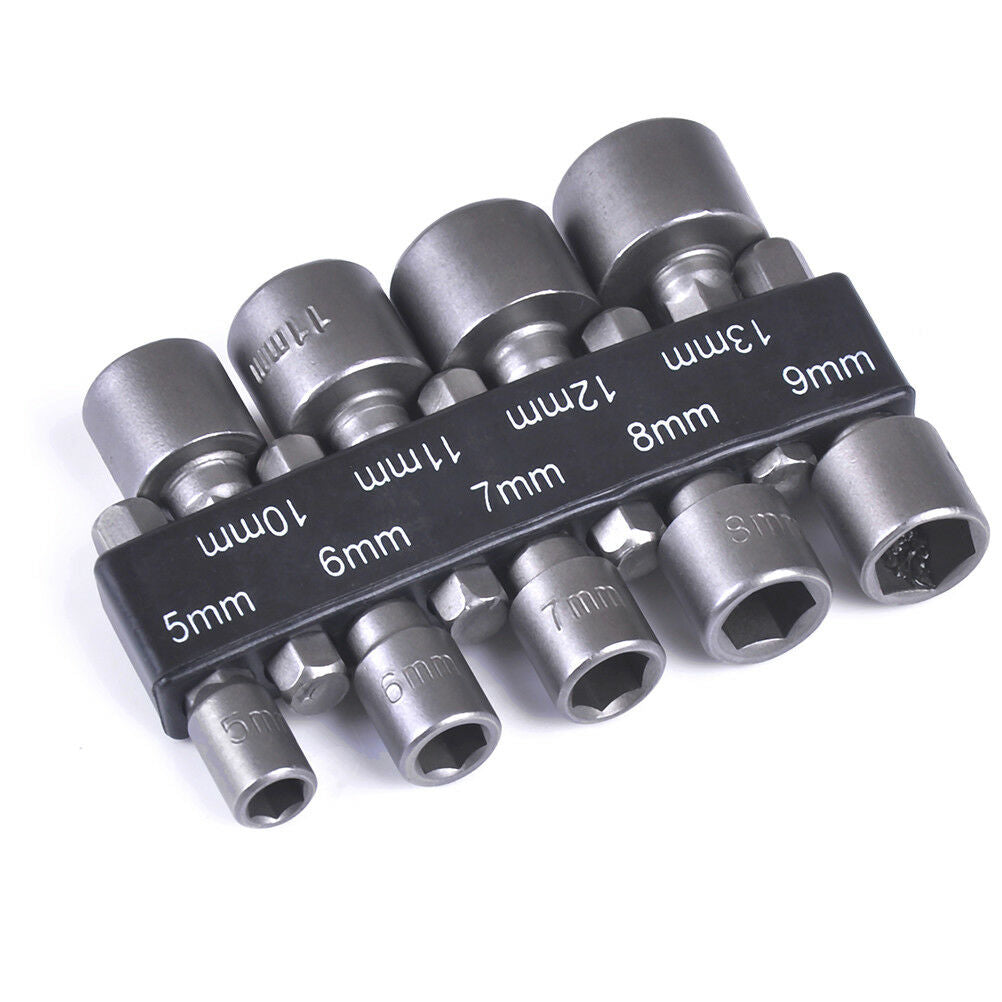 5-13mm steel power nut driver drill bit set 1/4" hex shank metric socket wren Kt