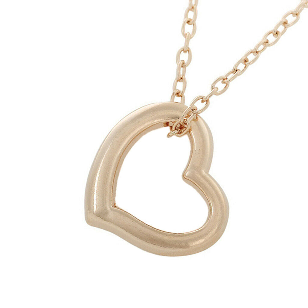 Pendant Chain Necklace Chic Simple Hollow Heart Pendant Zinc Alloy Golden