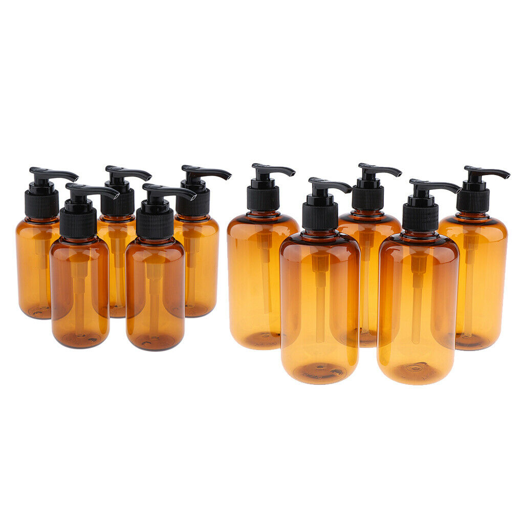 10 Pieces Plastic Pump Bottles Travel Liquid Shampoo Containers Dispenser