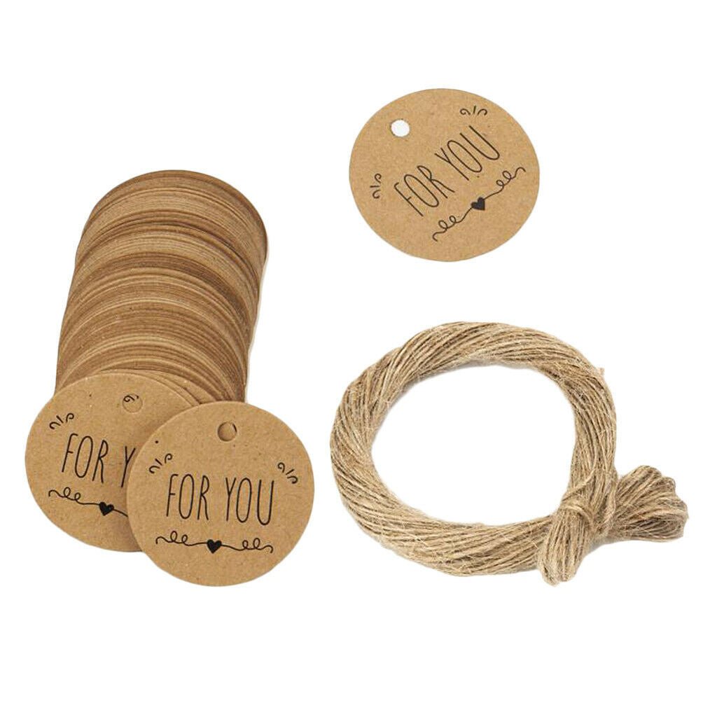 100x Kraft Paper Tags "FOR YOU" with Jute Twine DIY Gift Cards Scrapbooking