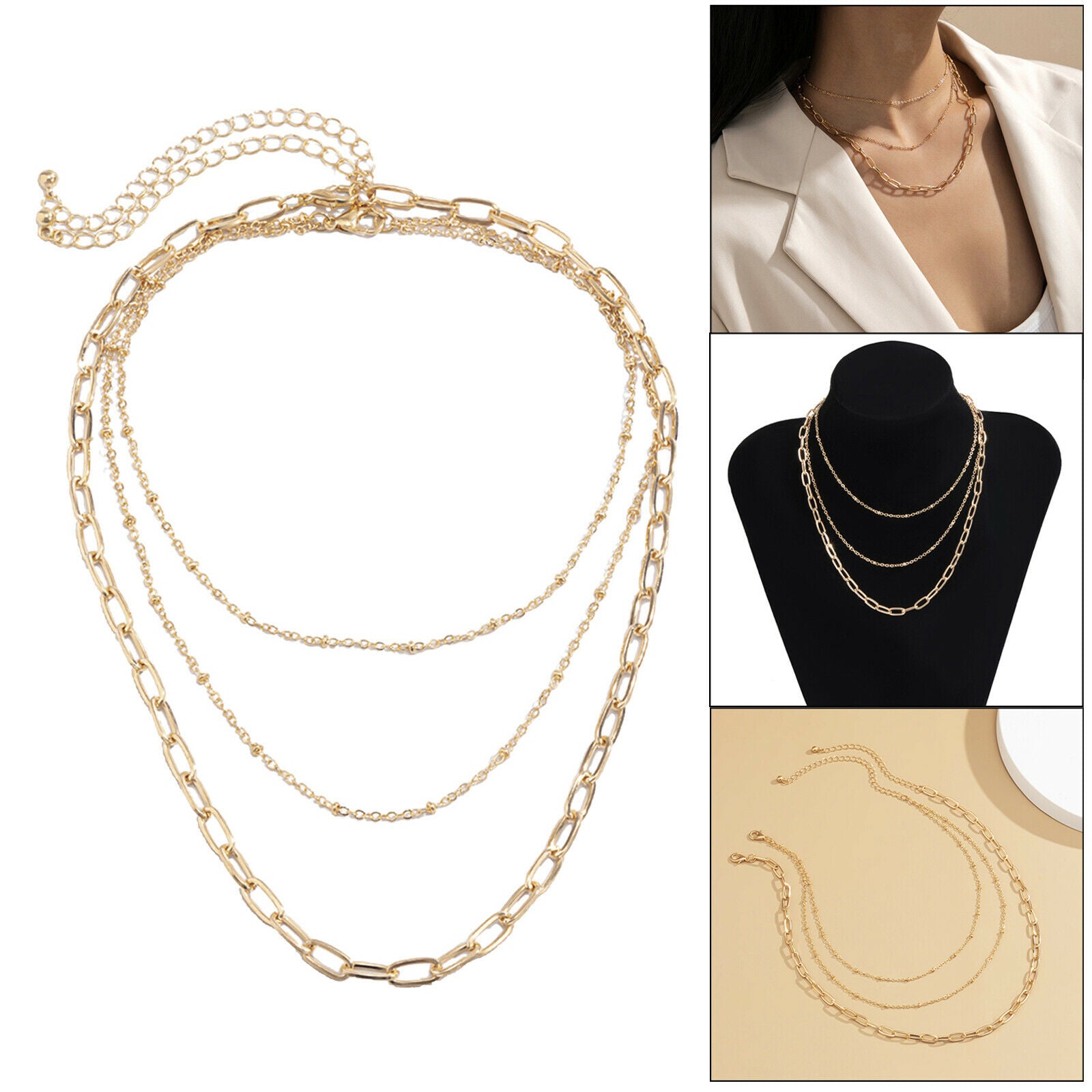 Girls Womens Multi-layer Long Chain Pendant Choker Necklace Jewelry Gift